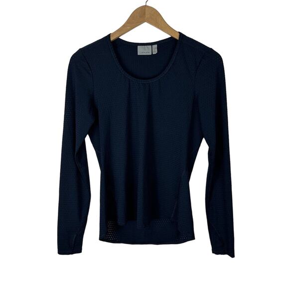 Athleta Mesh Scoop Neck Pullover Shirt‎ Womens Size S Blue Pullover Athletic Gym - Picture 1 of 11